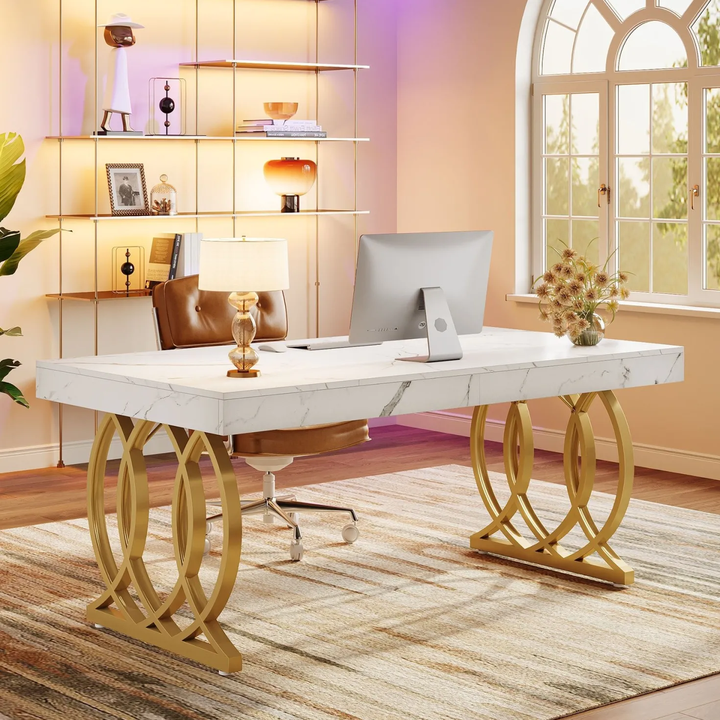 63" Executive Desk, Modern Office Computer Desk with Luxury Design