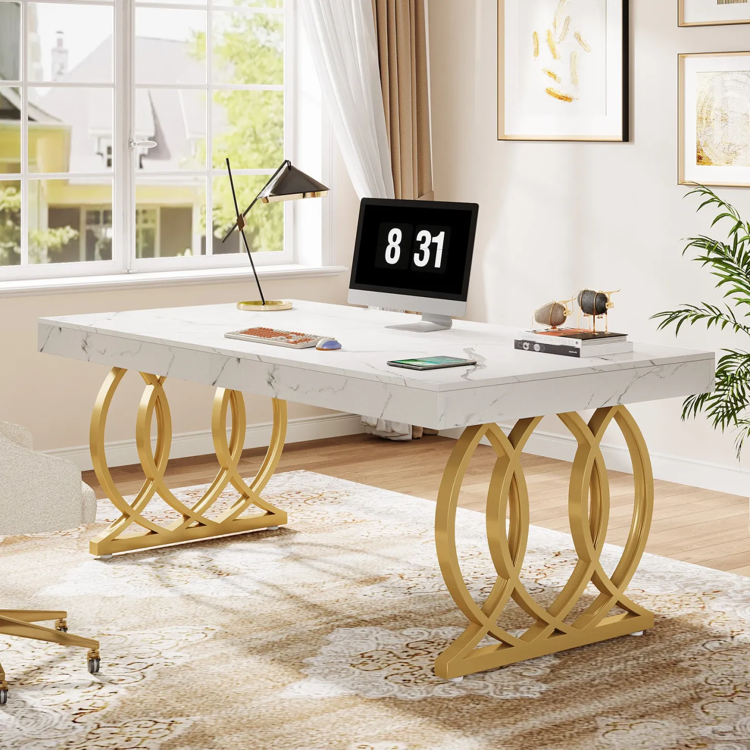63" Executive Desk, Modern Office Computer Desk with Luxury Design