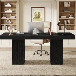63" Executive Desk, Modern Office Computer Desk with Double Pedestal