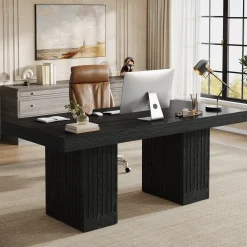 63" Executive Desk, Modern Office Computer Desk with Double Pedestal