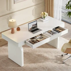 63" Executive Desk, Modern Office Computer Desk with 2 Storage Drawers