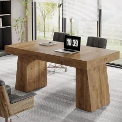 55" Executive Desk, Modern Wood Computer Desk Workstation Desk