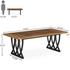 70.8" Executive Desk, Rectangle Office Computer Desk with Thick Metal Frame