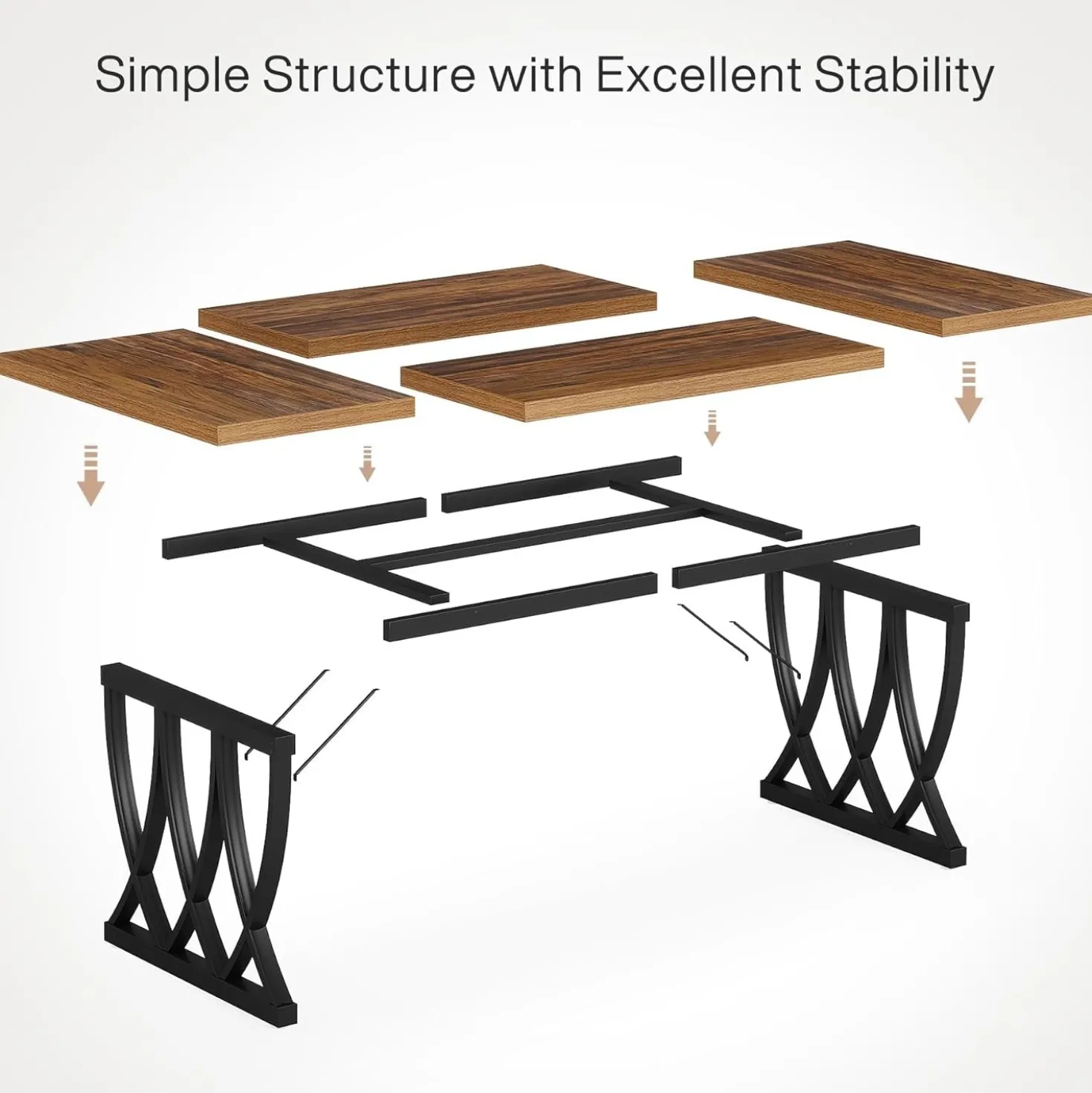 70.8" Executive Desk, Rectangle Office Computer Desk with Thick Metal Frame
