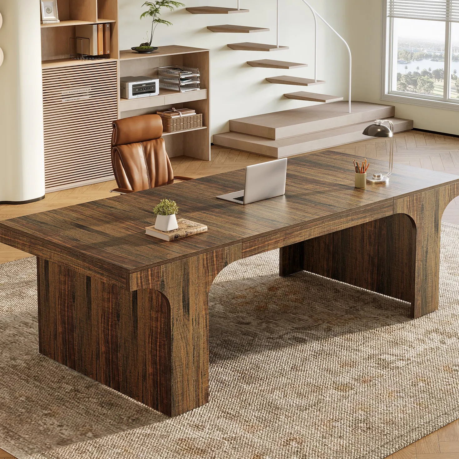 70.87" Executive Desk, Simple Computer Desk Conference Table for 6-8