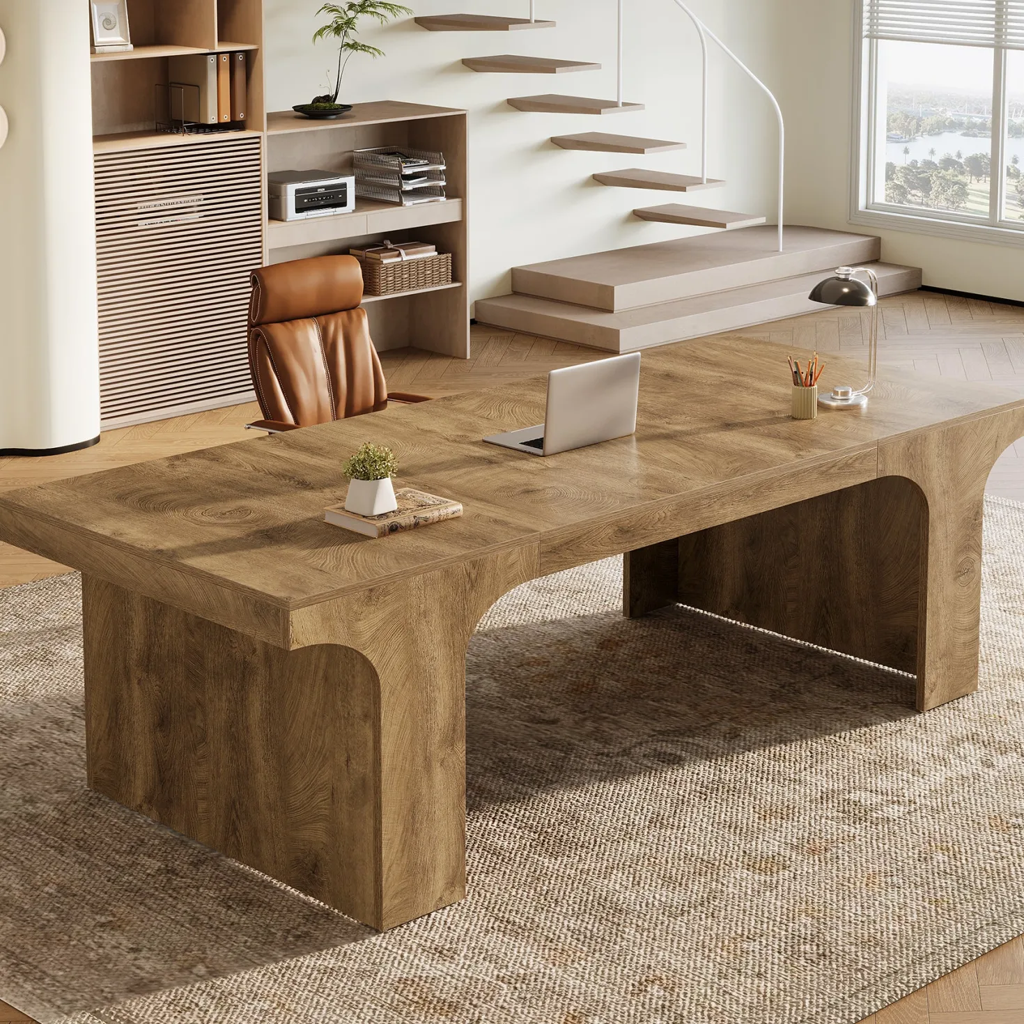 70.87" Executive Desk, Simple Computer Desk Conference Table for 6-8