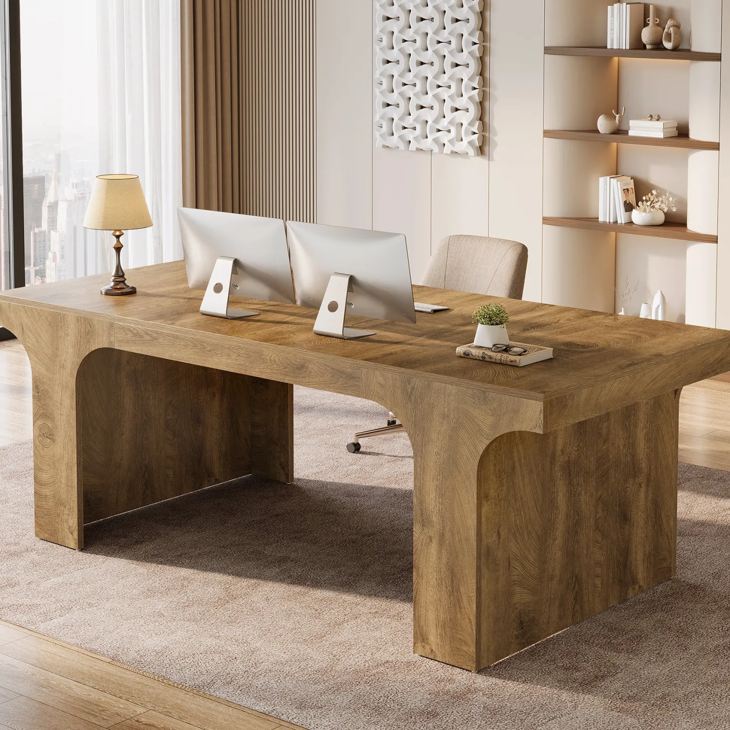 70.87" Executive Desk, Simple Computer Desk Conference Table for 6-8