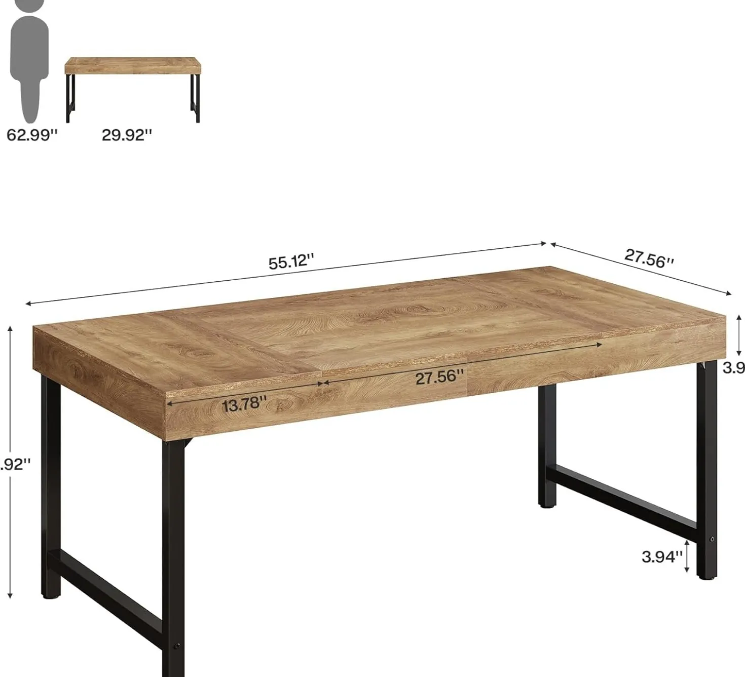 55" Executive Desk, Simple Computer Desk for Home Office