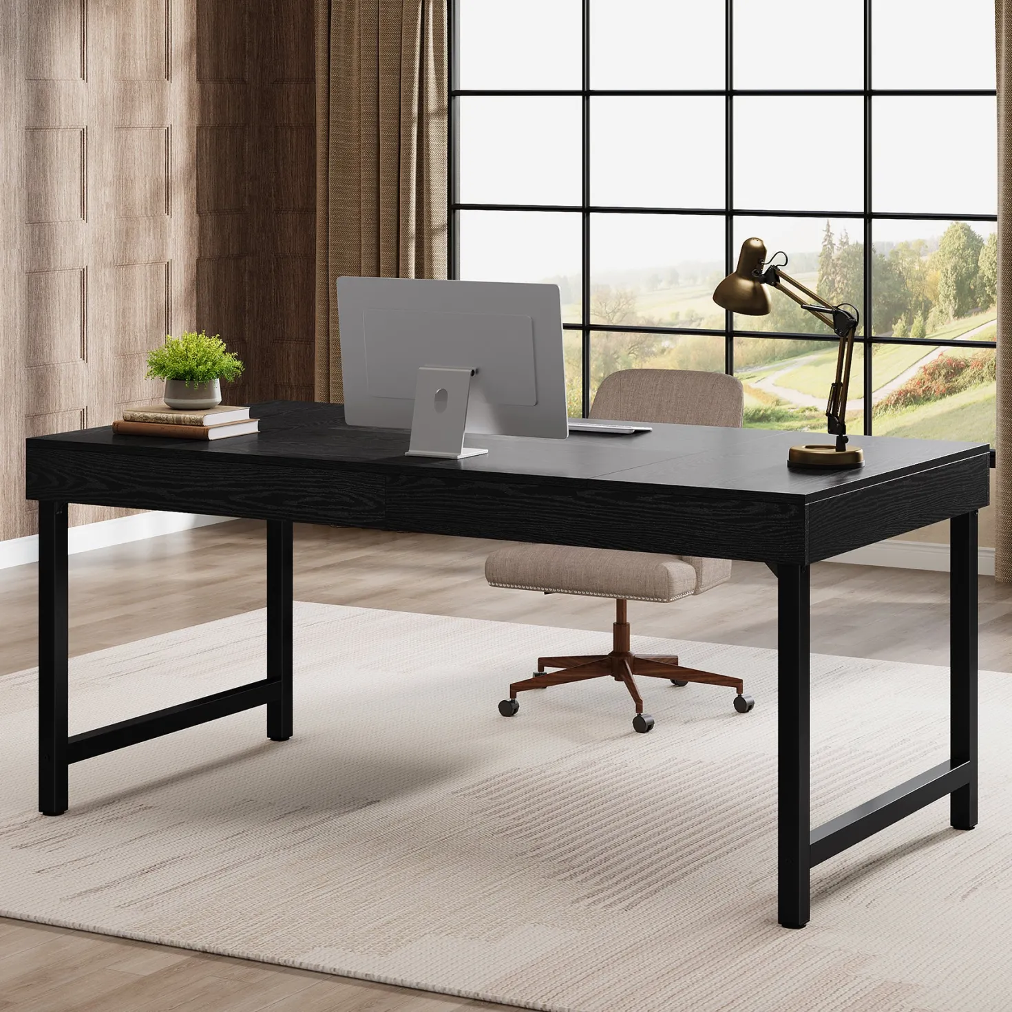 55" Executive Desk, Simple Computer Desk for Home Office