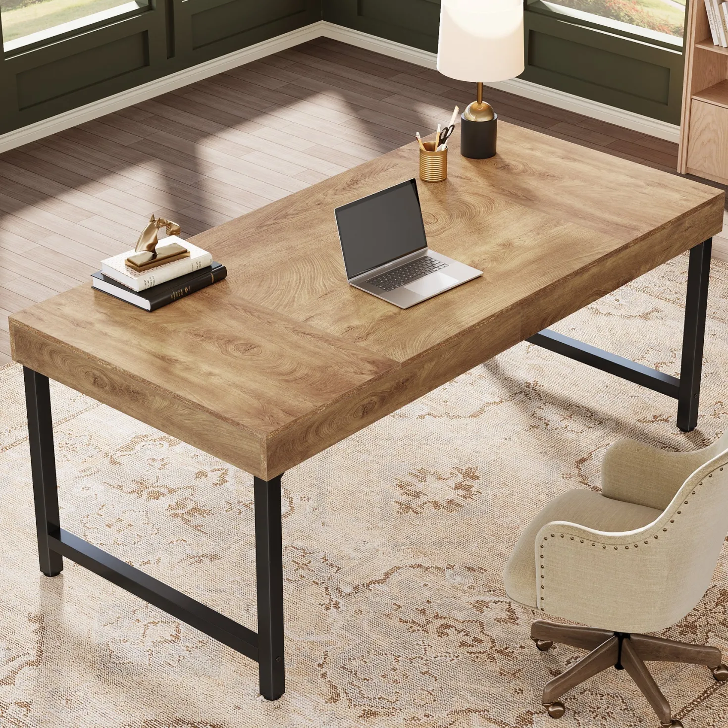 55" Executive Desk, Simple Computer Desk for Home Office