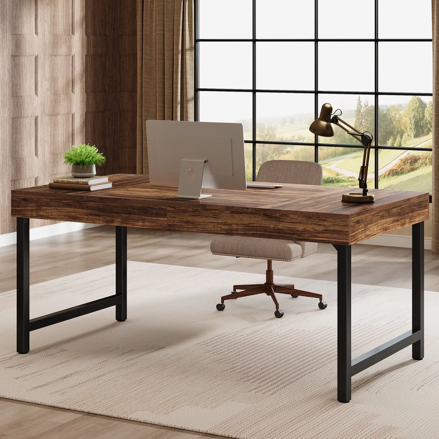 55" Executive Desk, Simple Computer Desk for Home Office