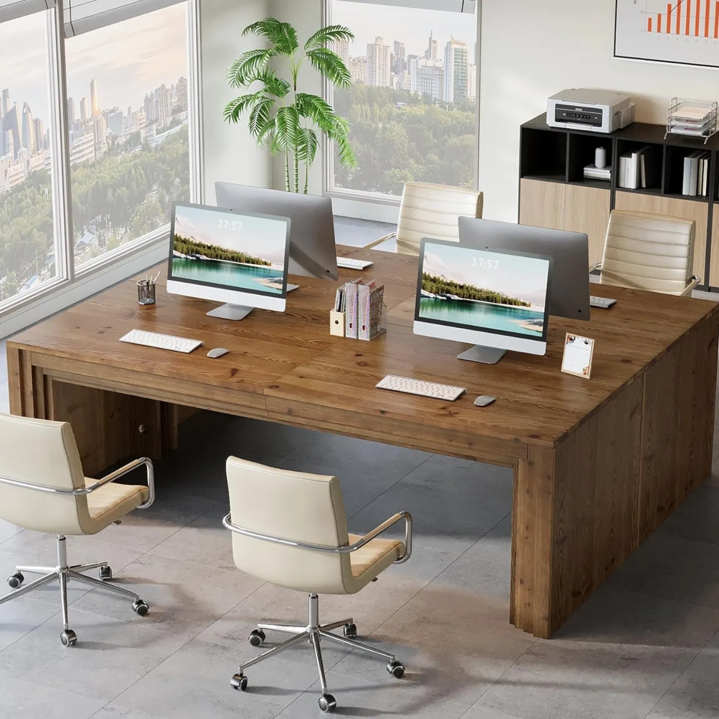 78.7" Executive Desk, Solid Wood Writing Desk for Home Office