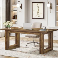 63" Executive Desk, Wooden Computer Desk Workstation Table