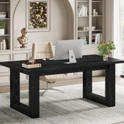 63" Executive Desk, Wooden Computer Desk Workstation Table