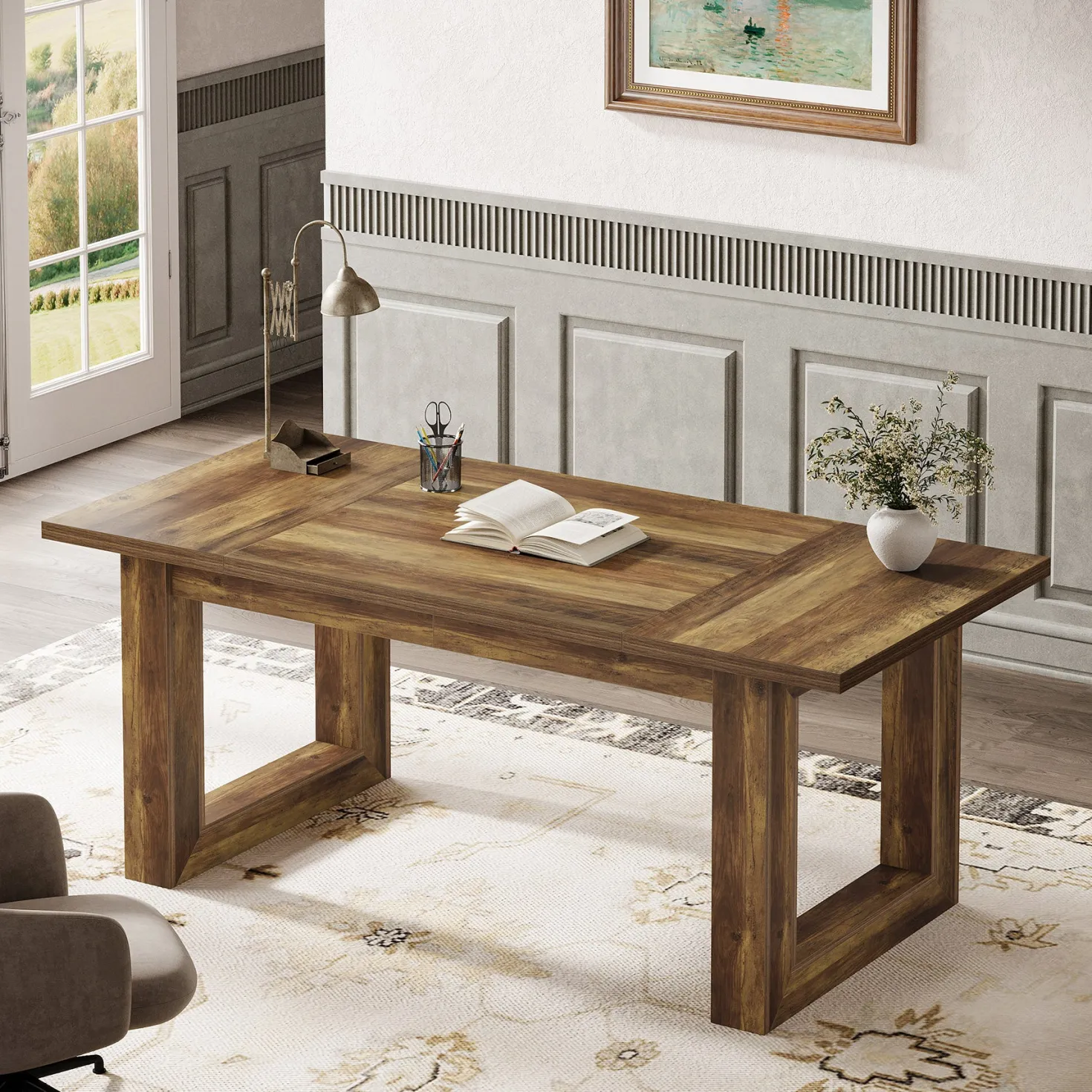 63" Executive Desk, Wooden Computer Desk Workstation Table