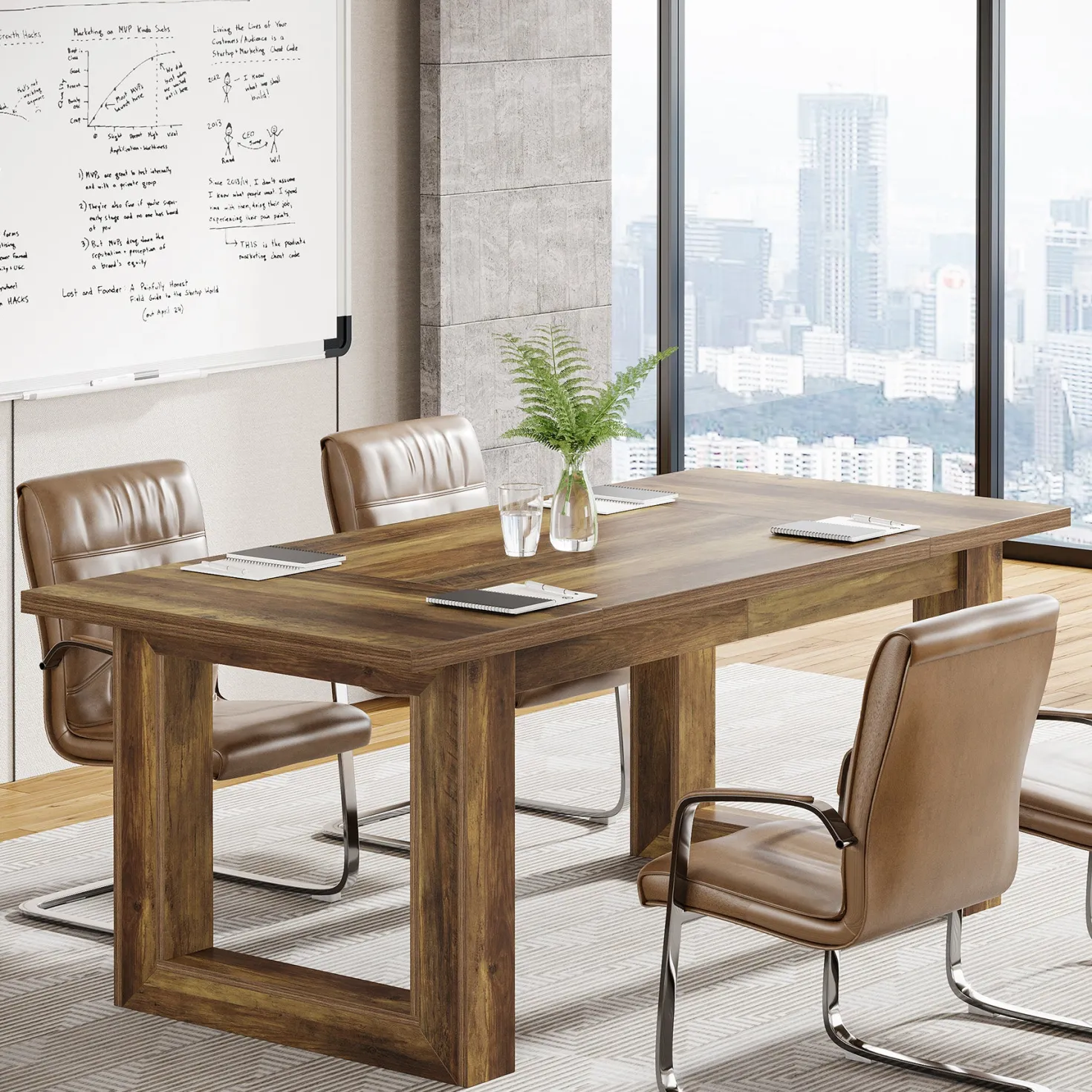 63" Executive Desk, Wooden Computer Desk Workstation Table