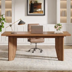 63" Executive Desk, Wooden Office Computer Desk Writing Table with Sturdy Legs