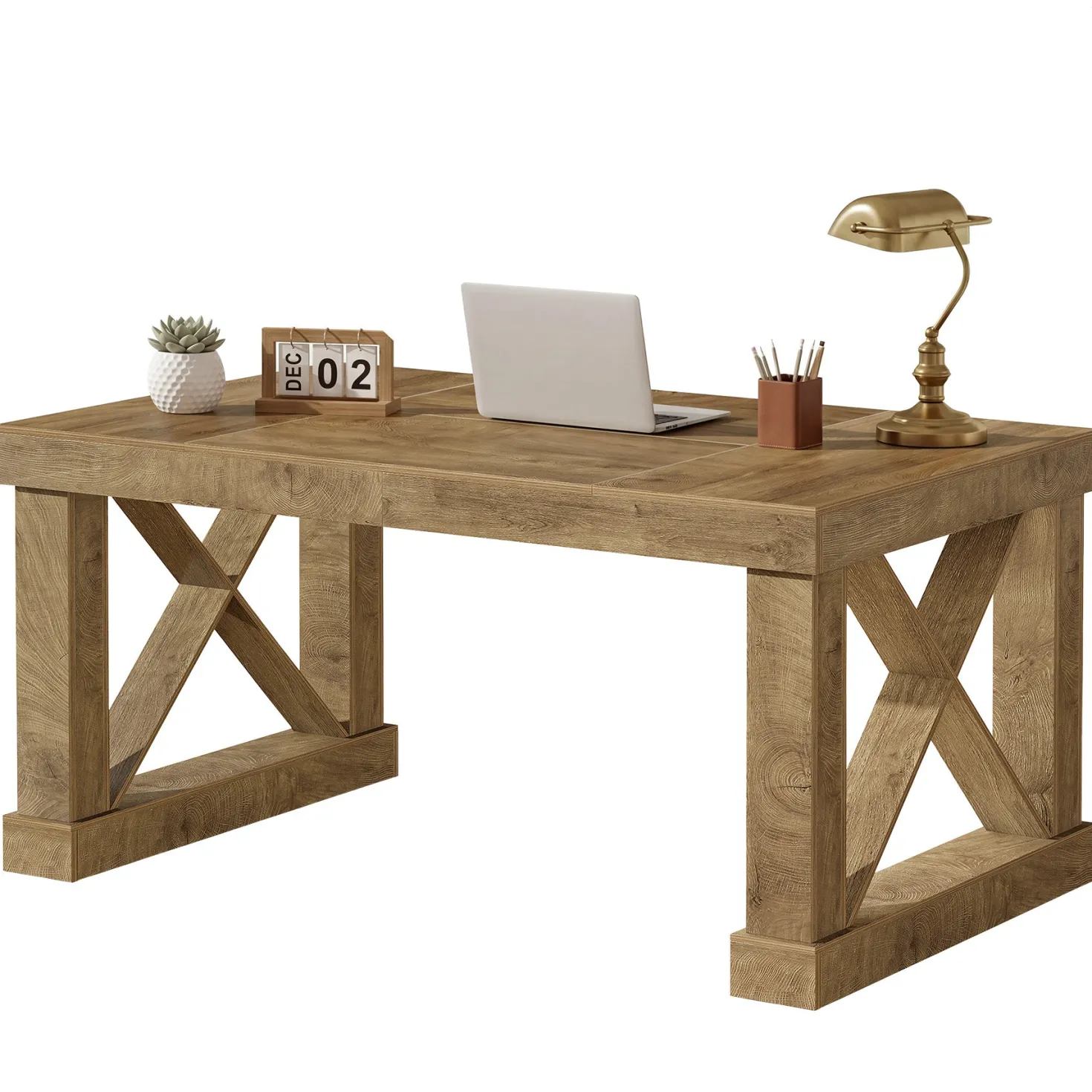63" Executive Office Desk, Farmhouse Computer Desk with Heavy-Duty Frame for Home Office