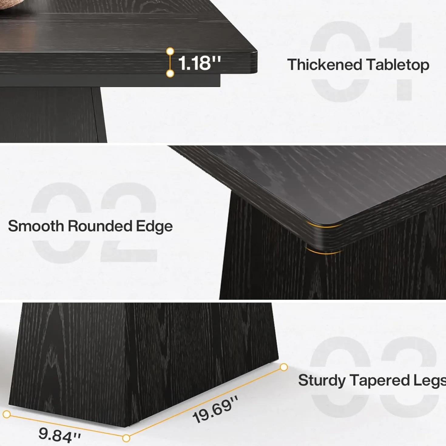 63" Executive Office Desk, Modern Black Double Pedestal Workstation for Home