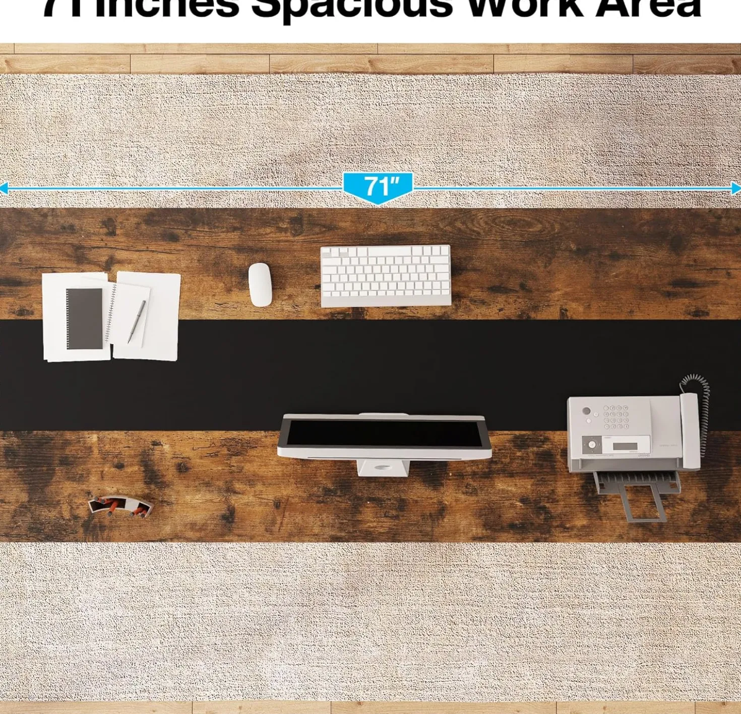 70.86" Executive Office Desk with Large Tabletop, Modern Computer Desk