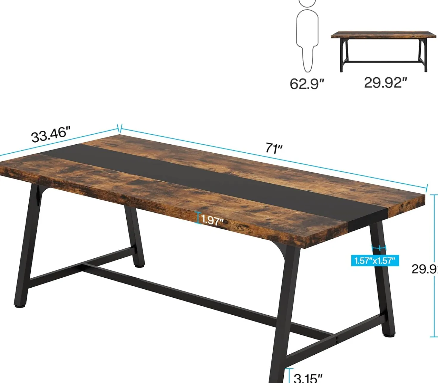 70.86" Executive Office Desk with Large Tabletop, Modern Computer Desk