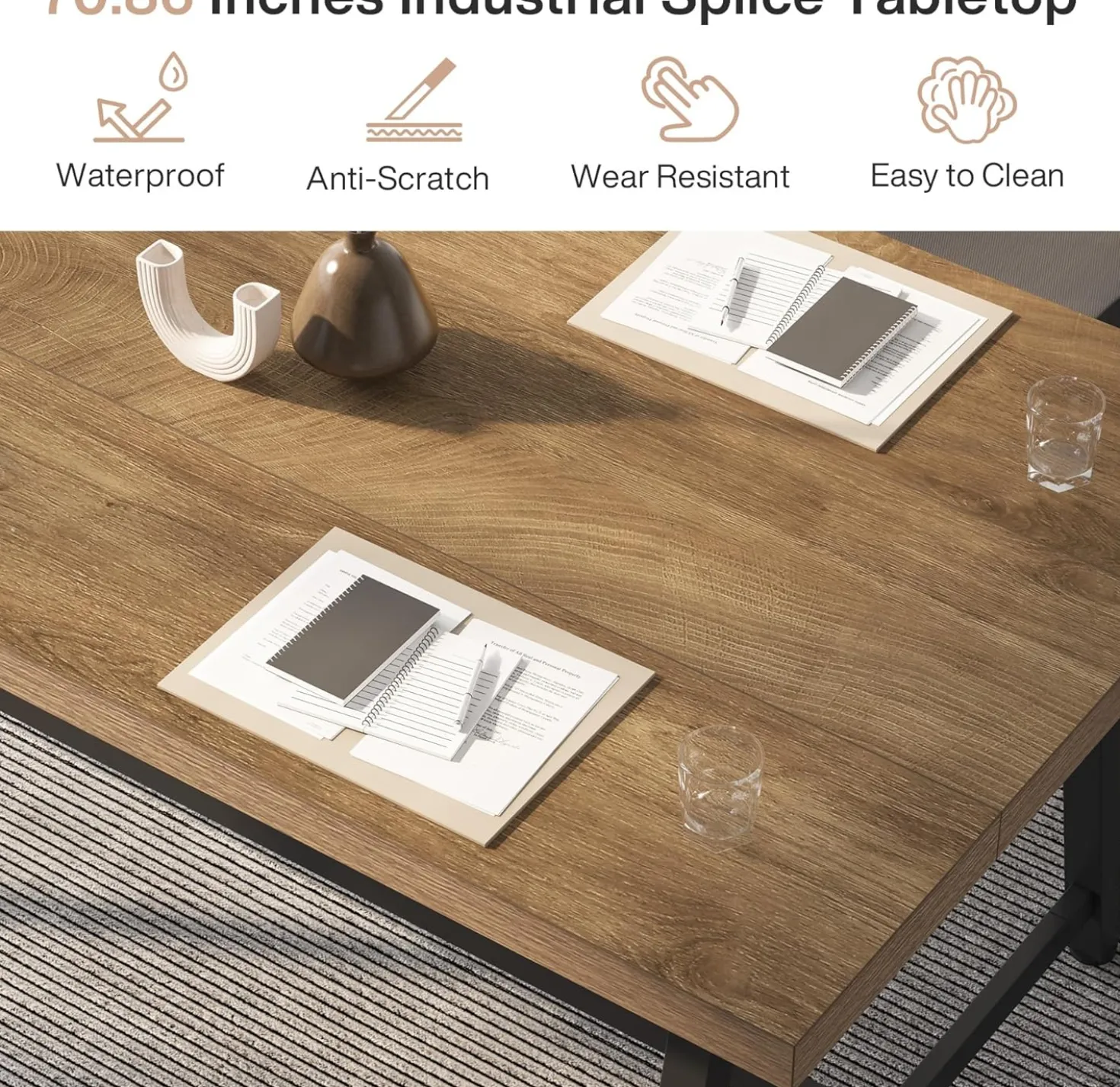70.86" Executive Office Desk with Large Tabletop, Modern Computer Desk