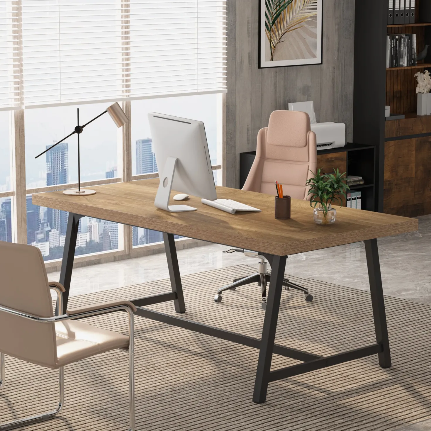 70.86" Executive Office Desk with Large Tabletop, Modern Computer Desk