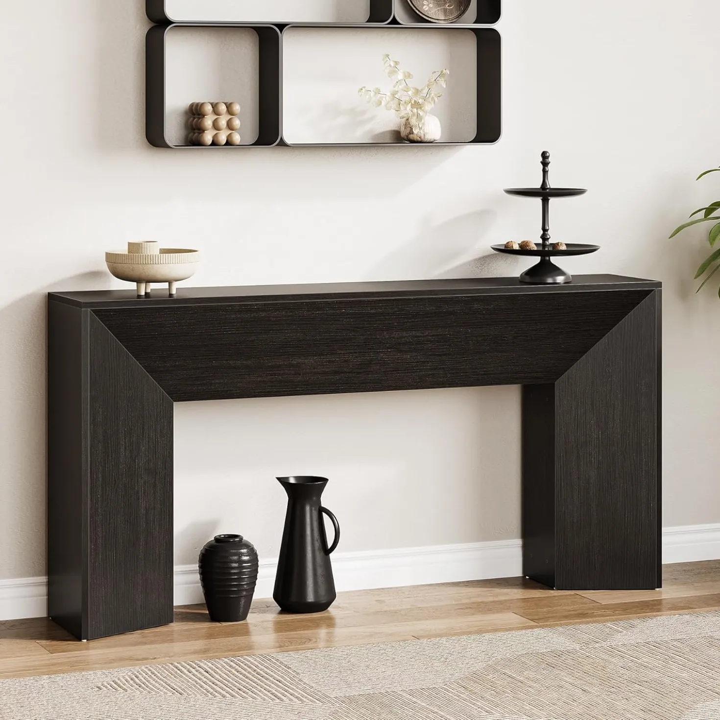 63" Extra Long Console Table for Entryway, Modern Wooden Sofa Table for Living Room