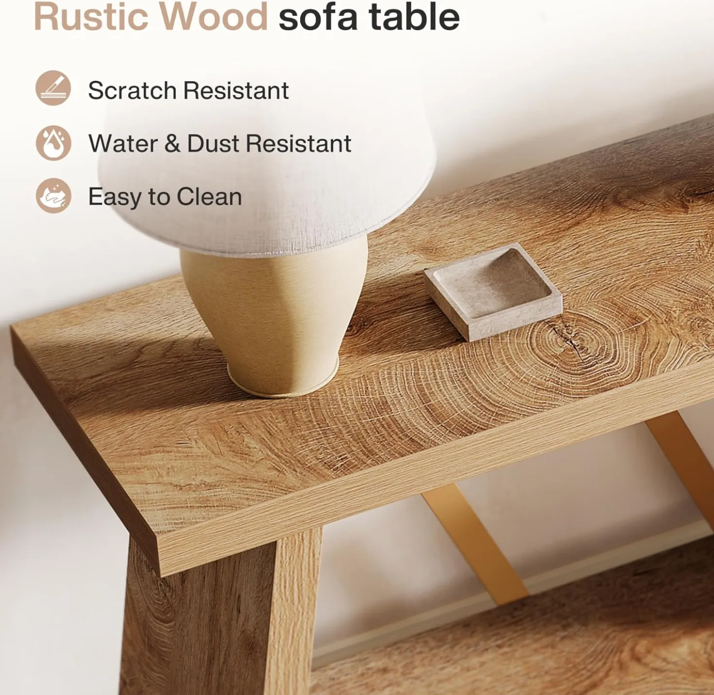 70.86" Extra Long Console Table, 2-Tier Wooden Sofa Table with Storage