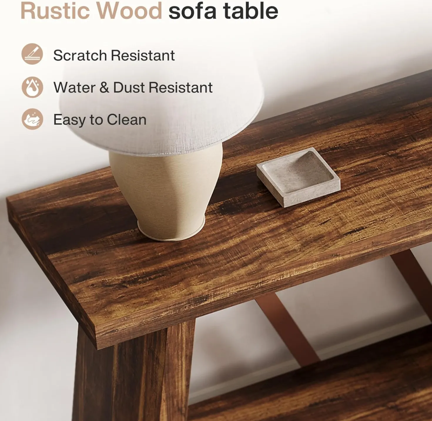 70.86" Extra Long Console Table, 2-Tier Wooden Sofa Table with Storage