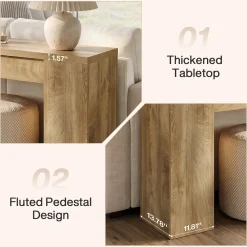 79" Extra Long Console Table, Narrow Sofa Table for Behind Couch, Fluted Entryway Table for Living Room & Hallway
