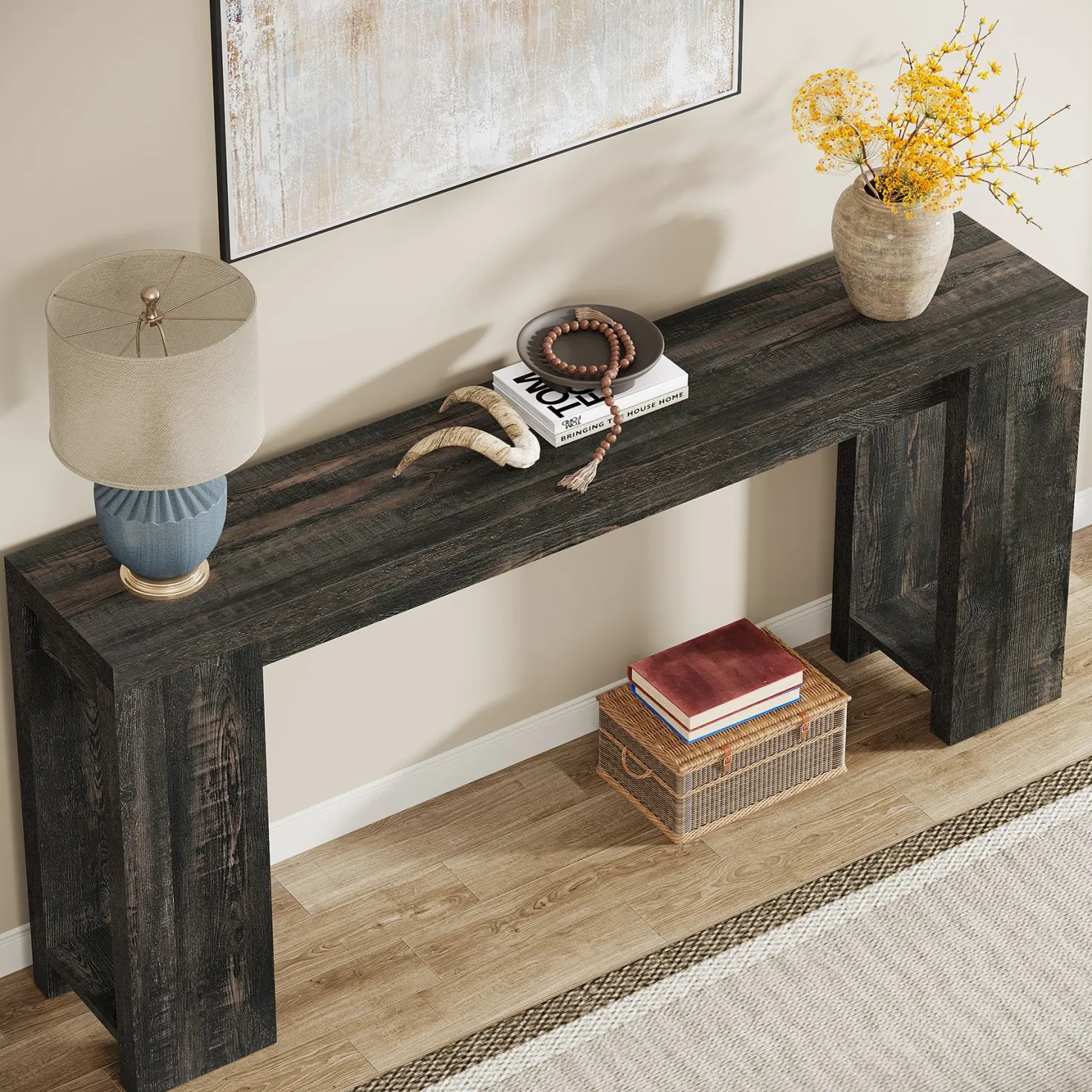70.9" Extra Long Farmhouse Console Table, Narrow Sofa Table for Entryway