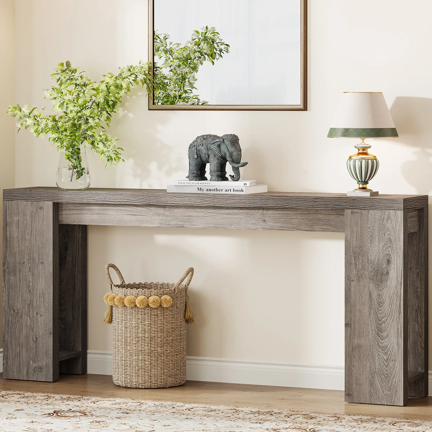 70.9" Extra Long Farmhouse Console Table, Narrow Sofa Table for Entryway