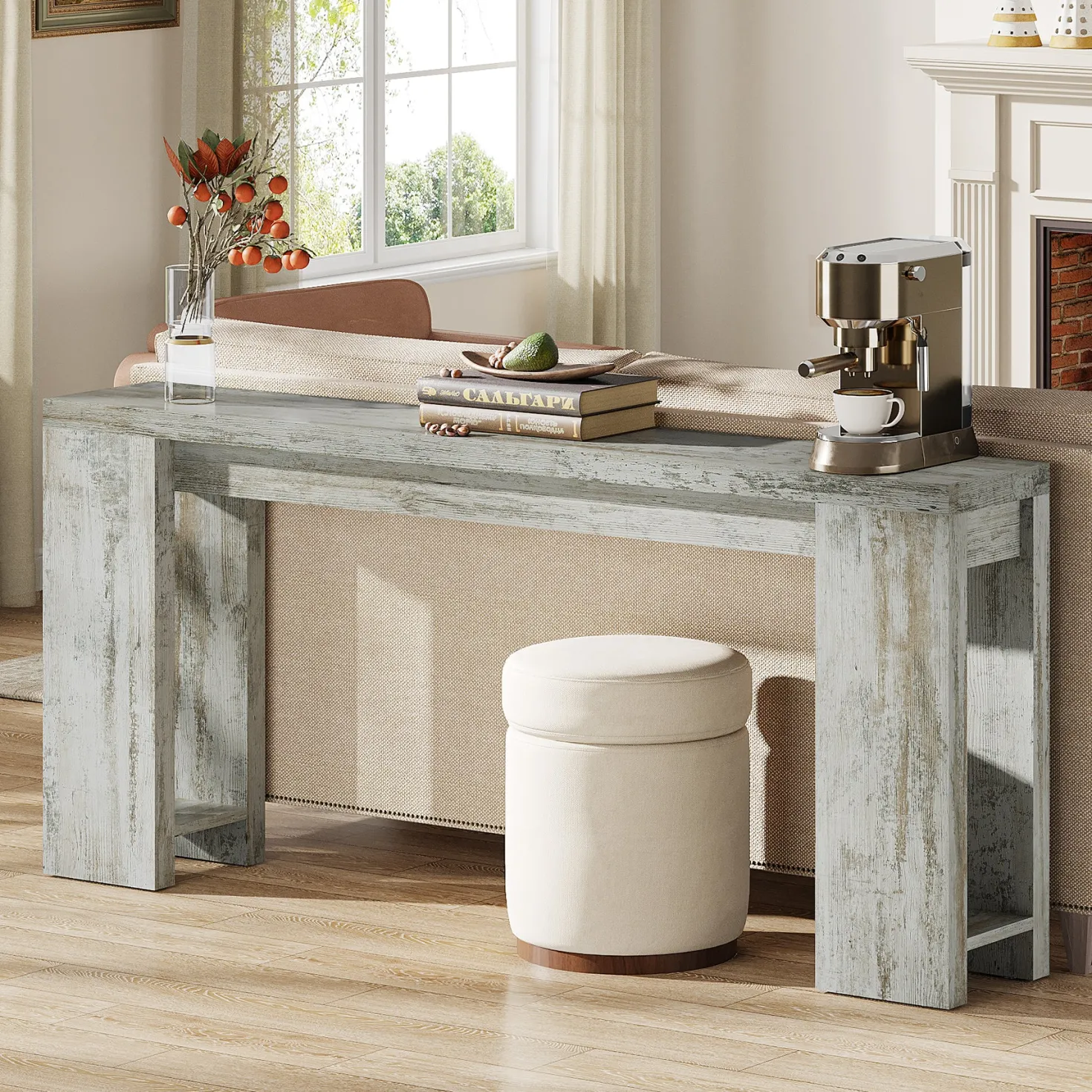 70.9" Extra Long Farmhouse Console Table, Narrow Sofa Table for Entryway