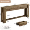 70.9" Extra-Long Console Table with 3 Drawers, Narrow Farmhouse Entryway Sofa Table with Shelf for Hallway or Behind Couch