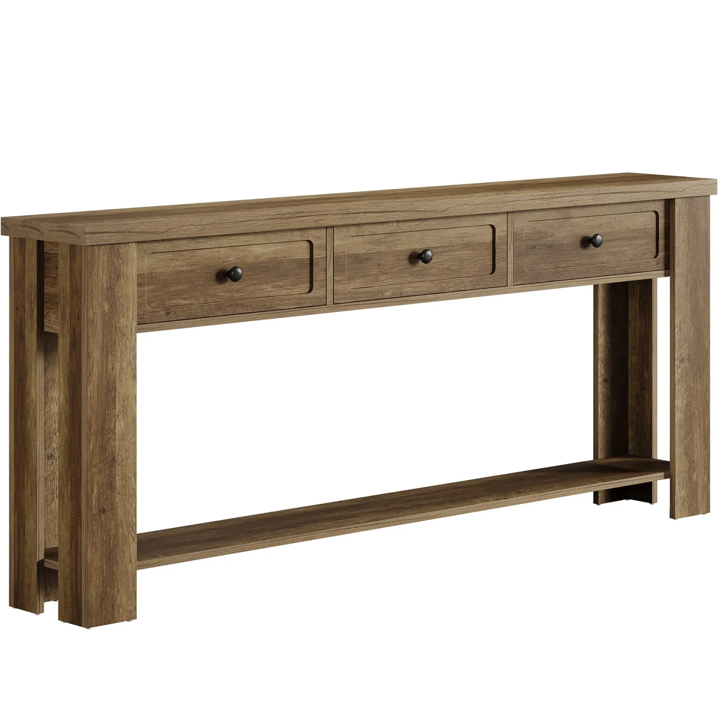 70.9" Extra-Long Console Table with 3 Drawers, Narrow Farmhouse Entryway Sofa Table with Shelf for Hallway or Behind Couch