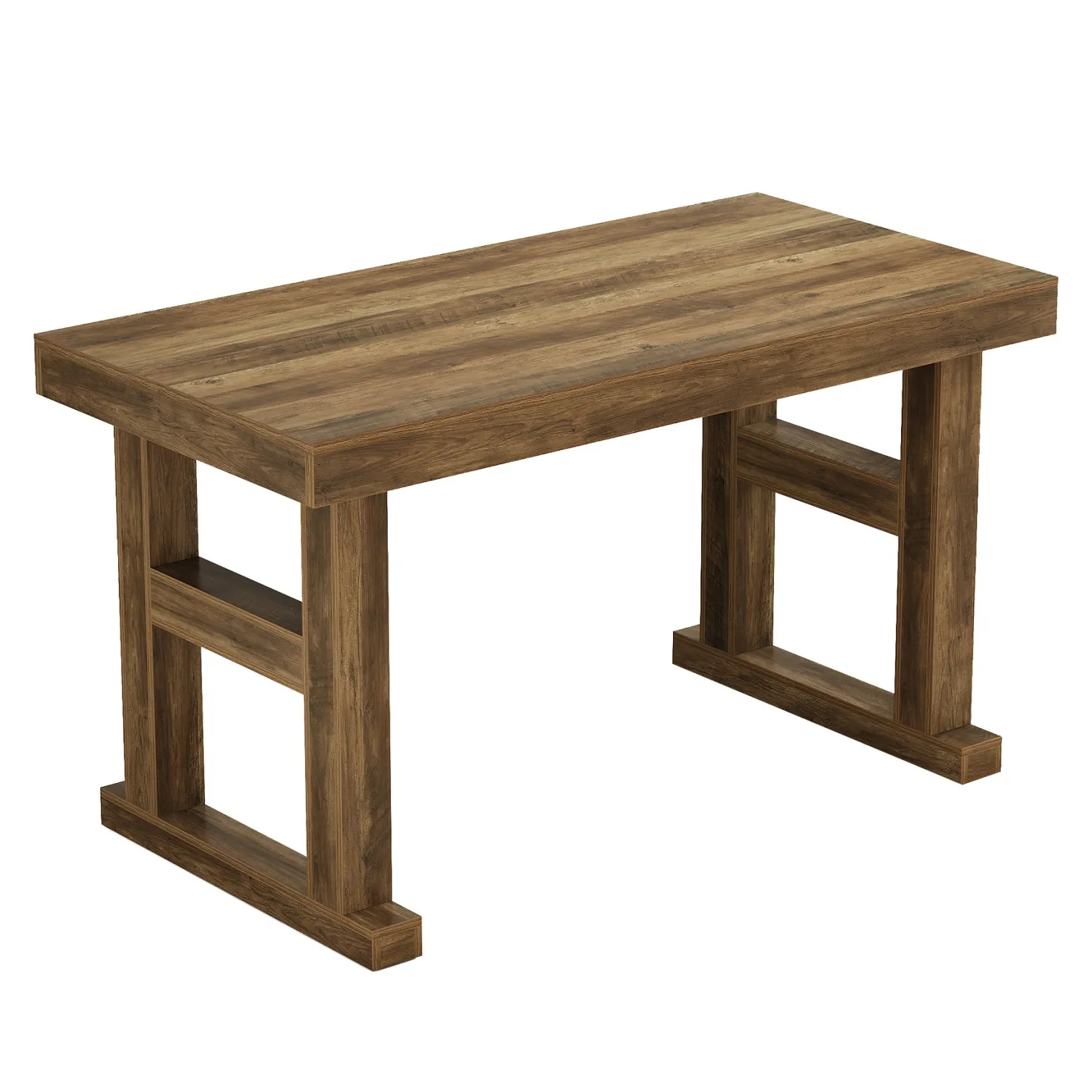 63" Farmhouse Bar Table, Counter Height Pub Table for 4-6 People with Sturdy H-Frame Legs