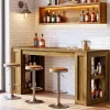 70.87" Farmhouse Bar Table, Rectangular High Top Pub Tables with Open Storage Shelves for Kitchen