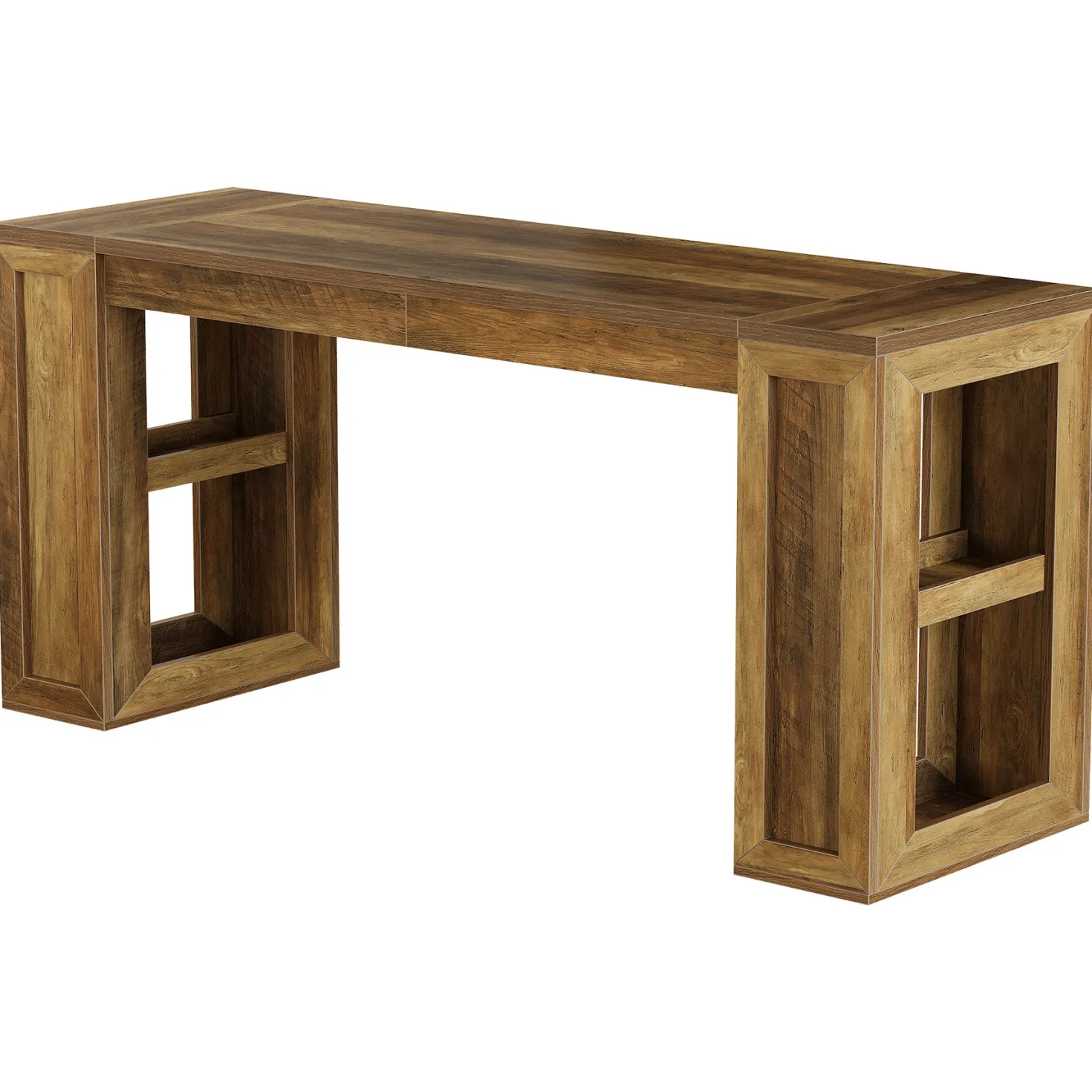 70.87" Farmhouse Bar Table, Rectangular High Top Pub Tables with Open Storage Shelves for Kitchen