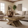 31.5" Farmhouse Coffee Table, Accent Center Table with X-Base for Living Room