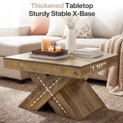 31.5" Farmhouse Coffee Table, Accent Center Table with X-Base for Living Room
