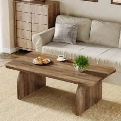 47" Farmhouse Coffee Table, Rectangular Wooden Center Table for Living Room