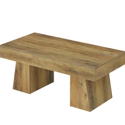 47.24" Farmhouse Coffee Table, Rectangular Center Table with Thick Base