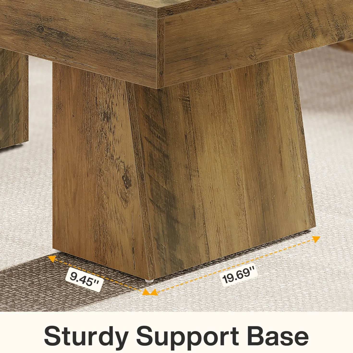 47.24" Farmhouse Coffee Table, Rectangular Center Table with Thick Base