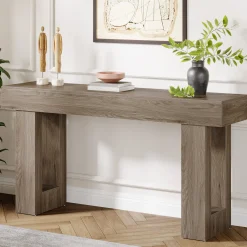 63" Farmhouse Console Table, Long Rectangular Sofa Table for Entryway