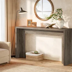 55" Farmhouse Console Table with Storage, Narrow Wooden Entryway Sofa Table for Hallway, Foyer, or Living Room
