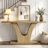 63" Farmhouse Console Table with 2-Tier Storage, Narrow Sofa Table with Curved U-Shape Base
