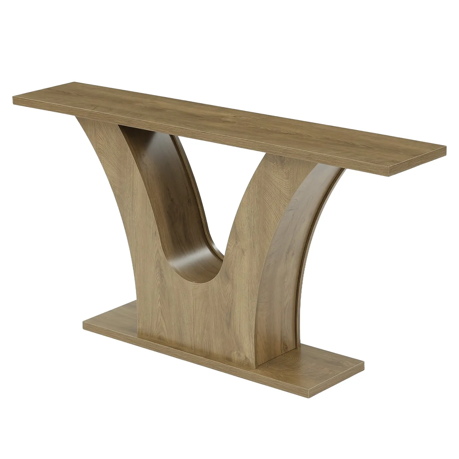 63" Farmhouse Console Table with 2-Tier Storage, Narrow Sofa Table with Curved U-Shape Base