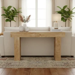 63" Farmhouse Console Table, Long Wooden Sofa Table for Entryway