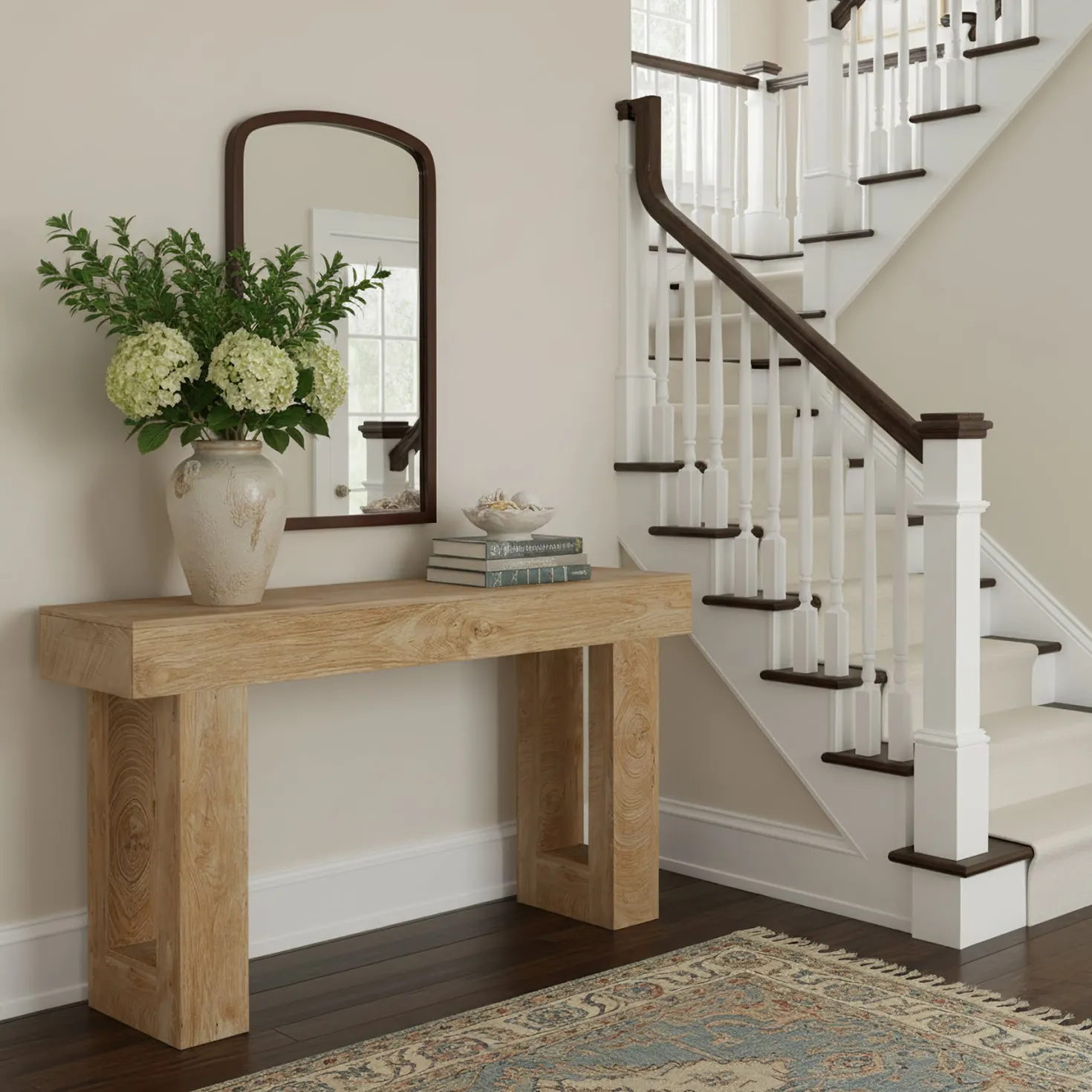 63" Farmhouse Console Table, Long Wooden Sofa Table for Entryway